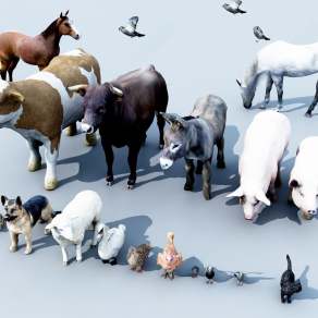 现代牛3D模型下载